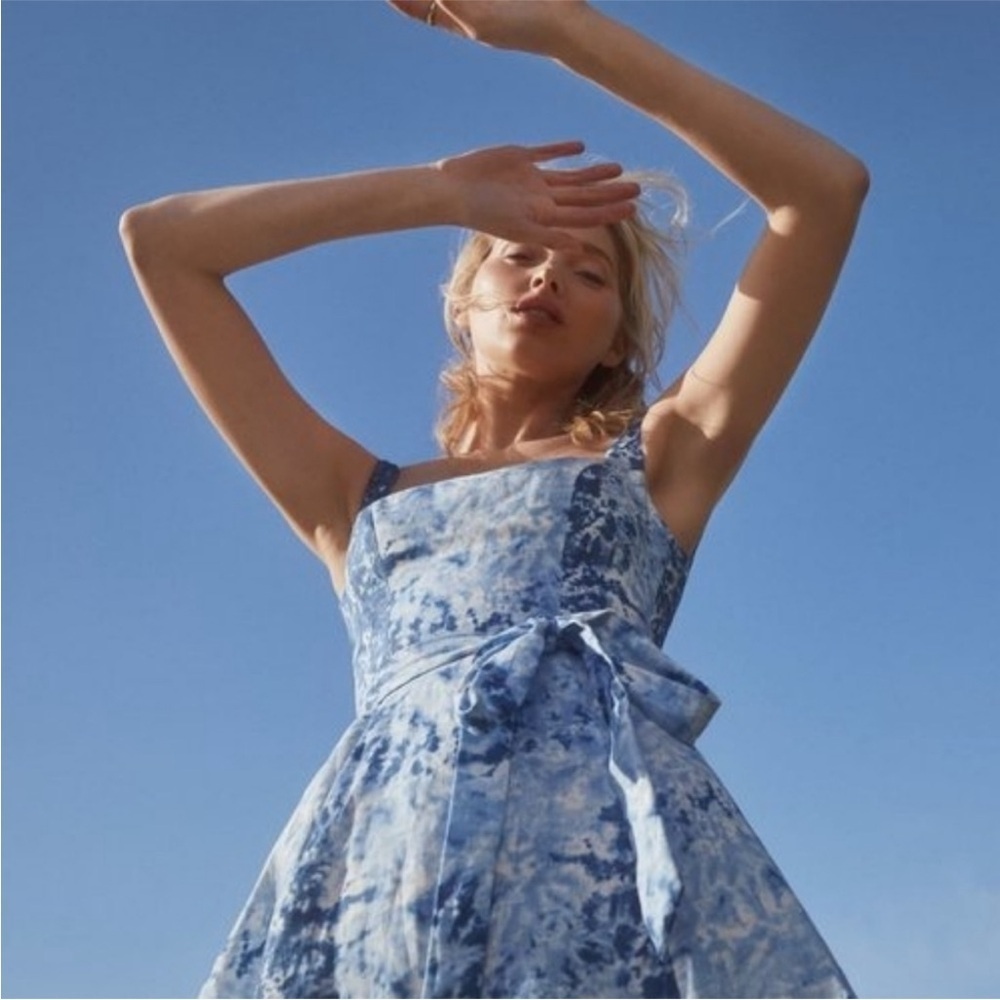 NWT Reformation Dress Garten Midi Wrap in Shibori Blue - Picture 7 of 14